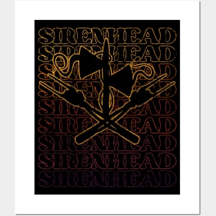 Scary Siren Head meme vintage rock and roll hands Posters and Art